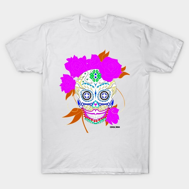 white luxury catrina ecopop T-Shirt by jorge_lebeau